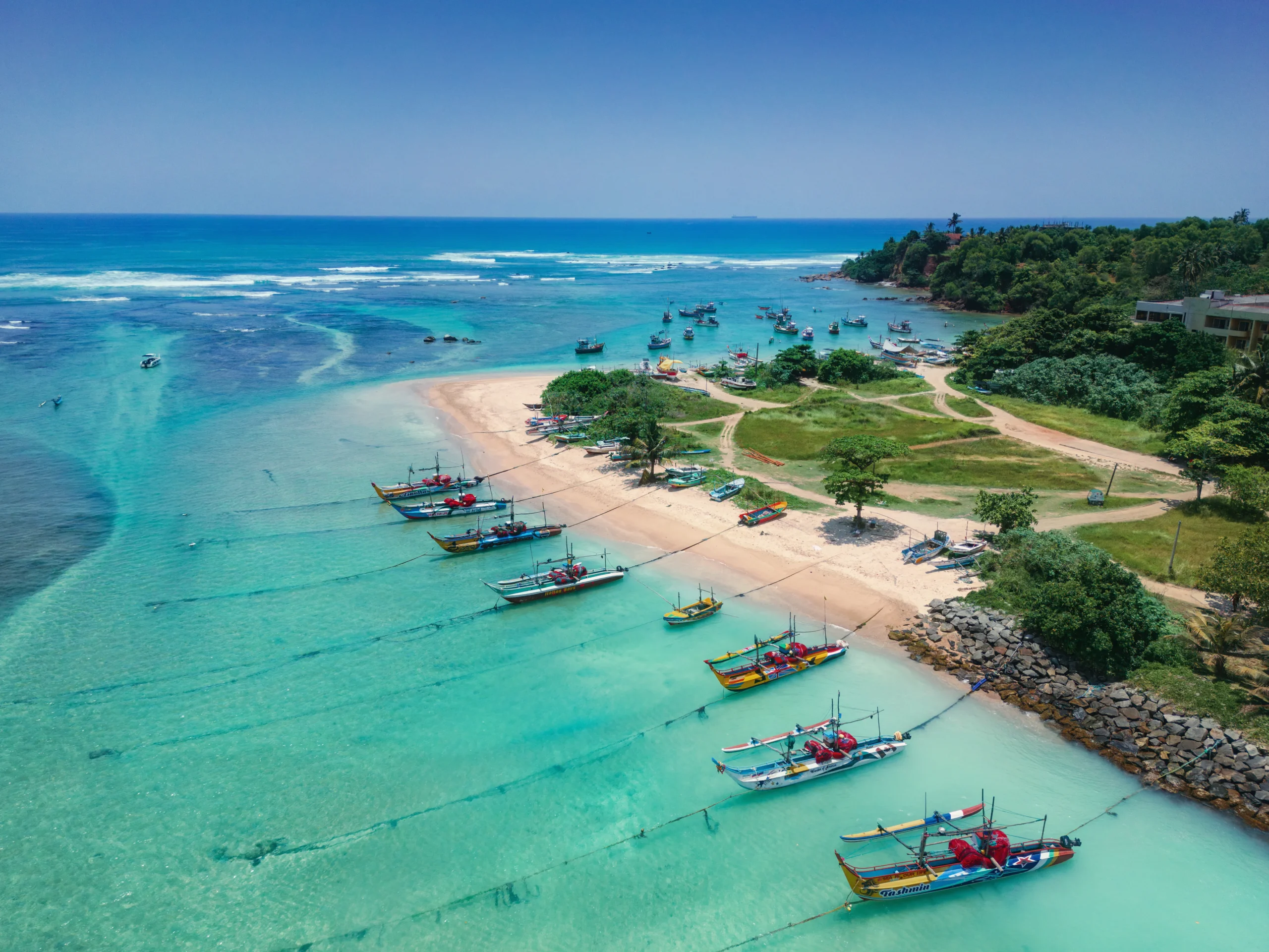 Aerial view of Sri Lanka south coast beach
