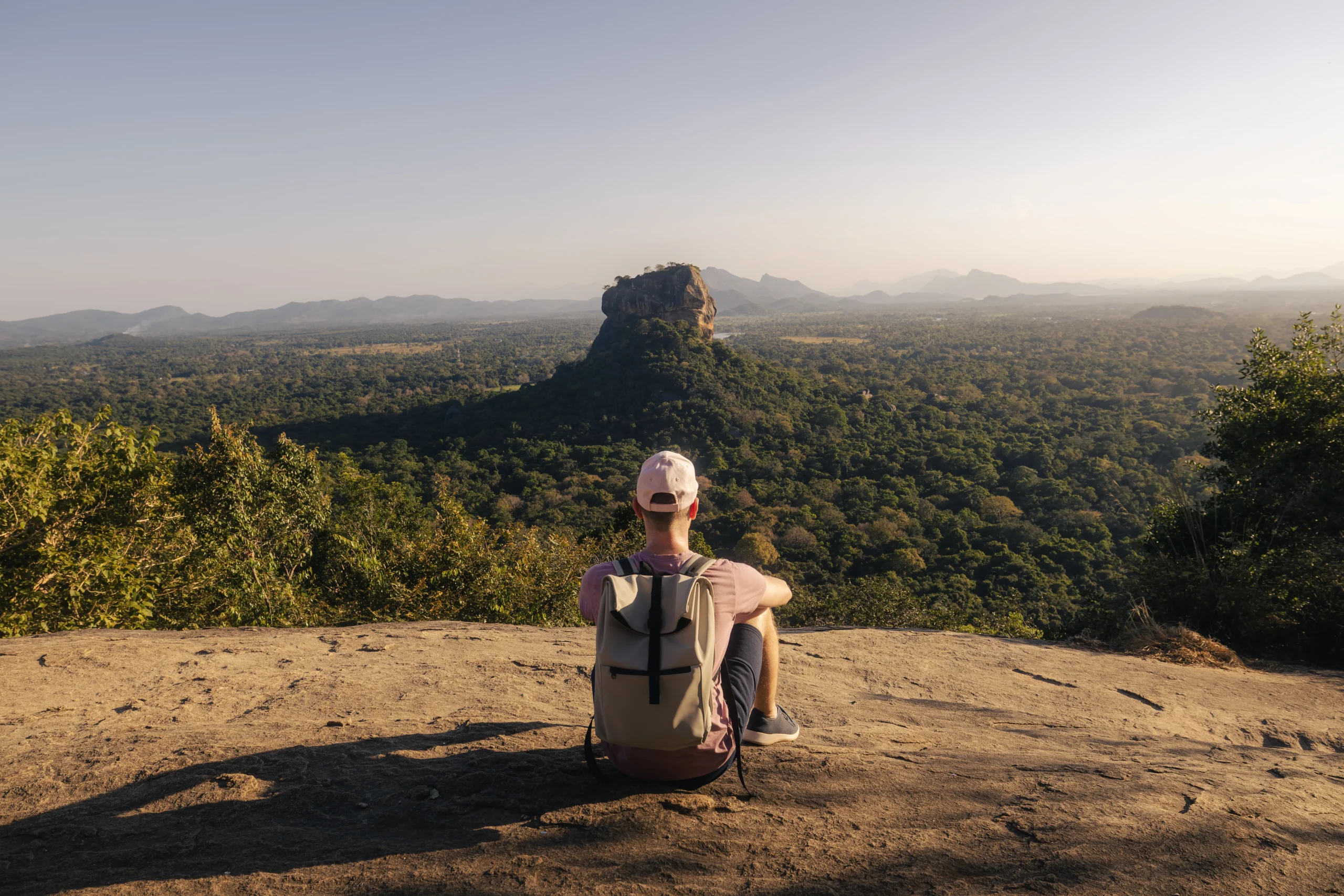 Tourist exploring Sri Lanka with backpack